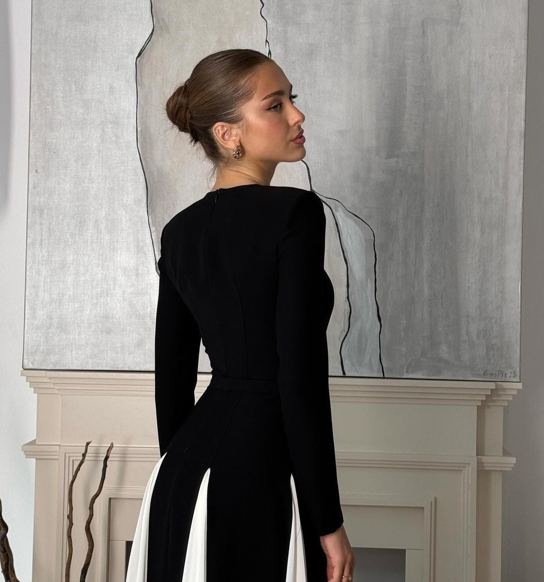 Paisley Sleek Spliced Crewneck Slim Fit Dress