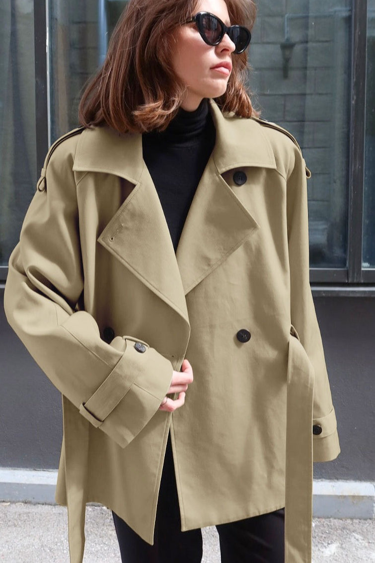 Loose Notch Collar Waist-Tied Designers Chic Trench Coat