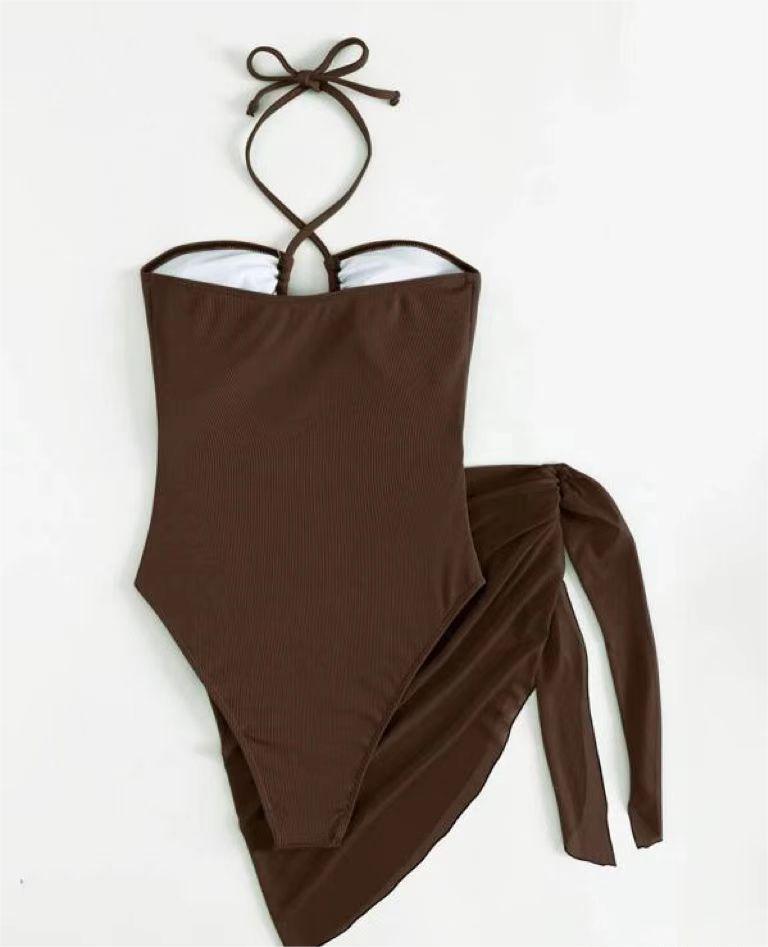 Sexy Triangle One Piece Bikini Bikini Small Pit Mesh Skirt Two Piece Women Swimsuit