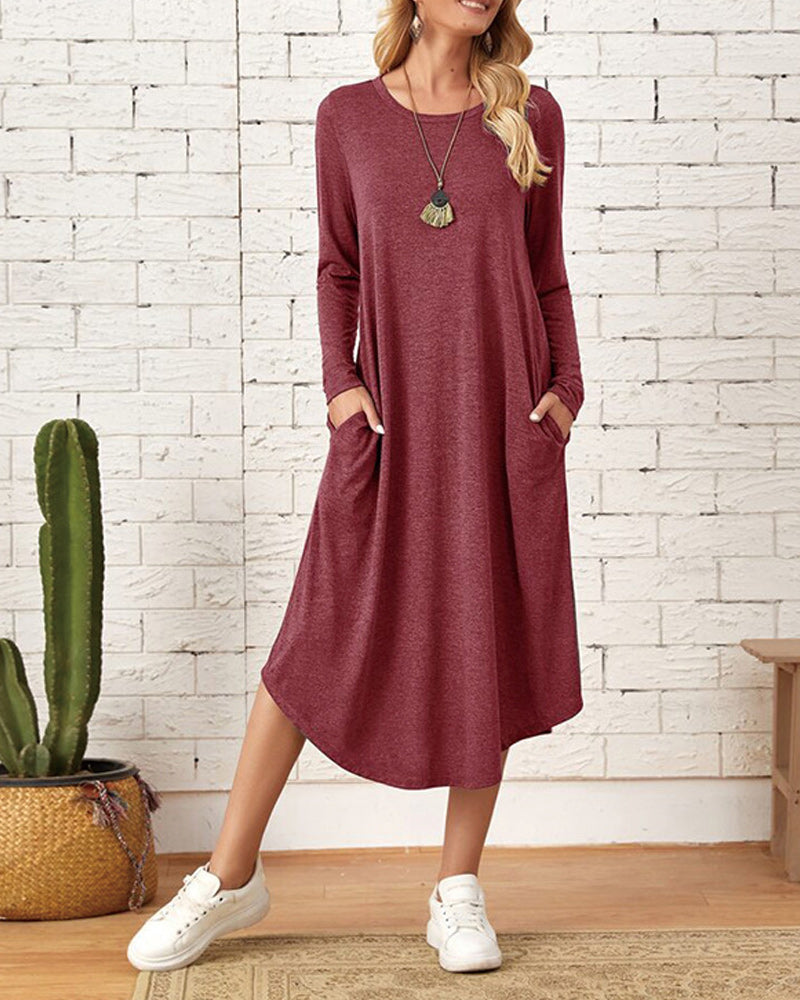 Mies Autumn and Long Sleeve, Loosely Curved Dress for Women