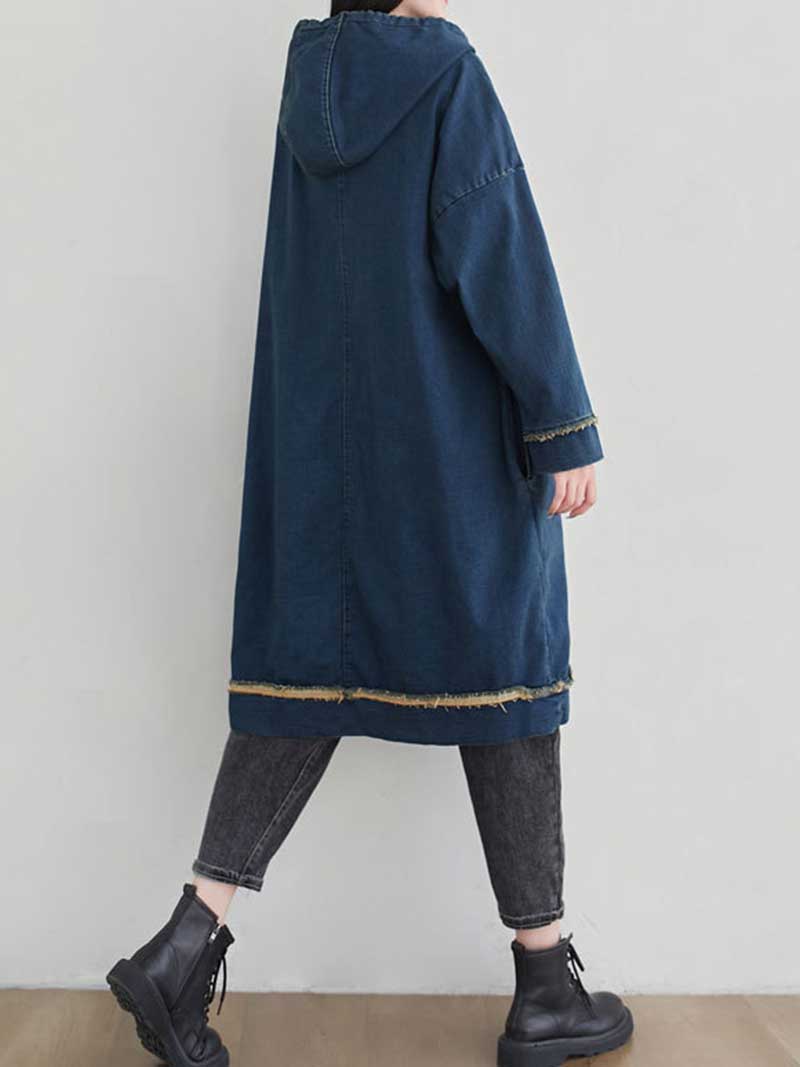 Hooded Graphic Print Frayed Hem Oversized Sweatshirt Midi Dress