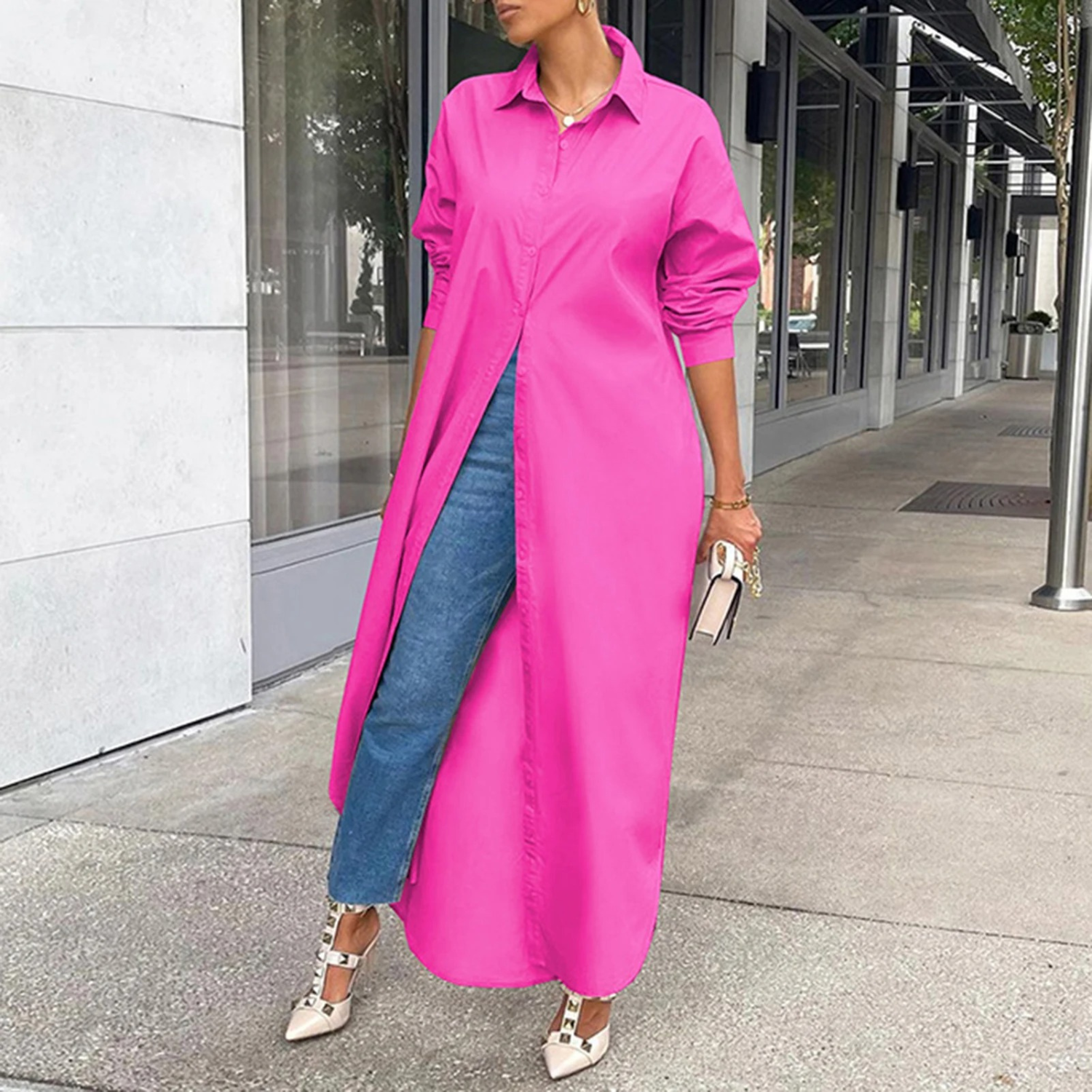 Eleanor Statement Long Sleeved Button Down Maxi Dress Boutique Collection
