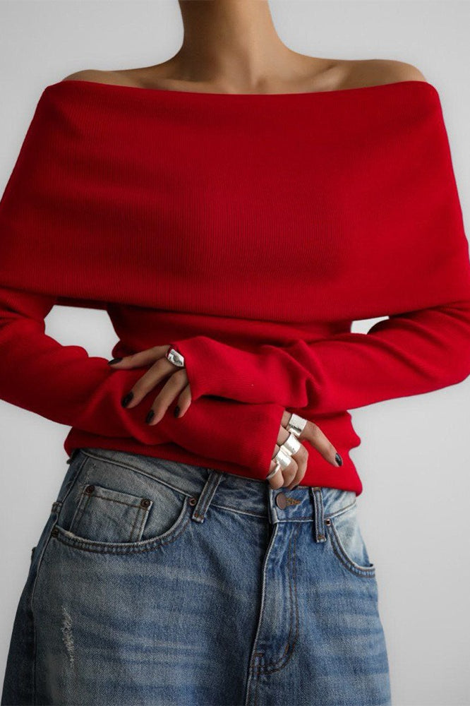 Off Shoulder Bodycon Knit Top