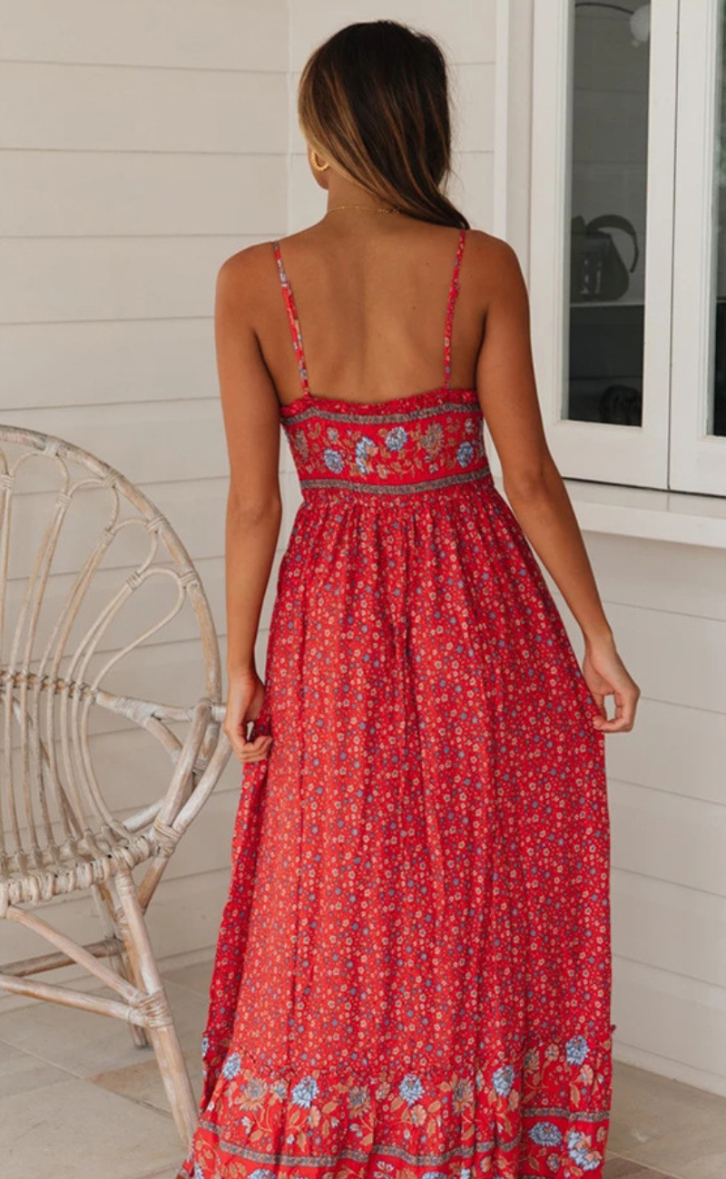 Marcela Effortless Bohemian Dress with Straps Elevated Occasion Wear