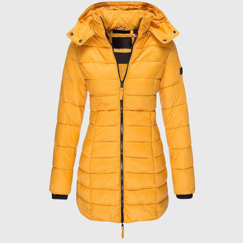 Hooded Zip Front Quilted Longline Puffer Down Coat 5