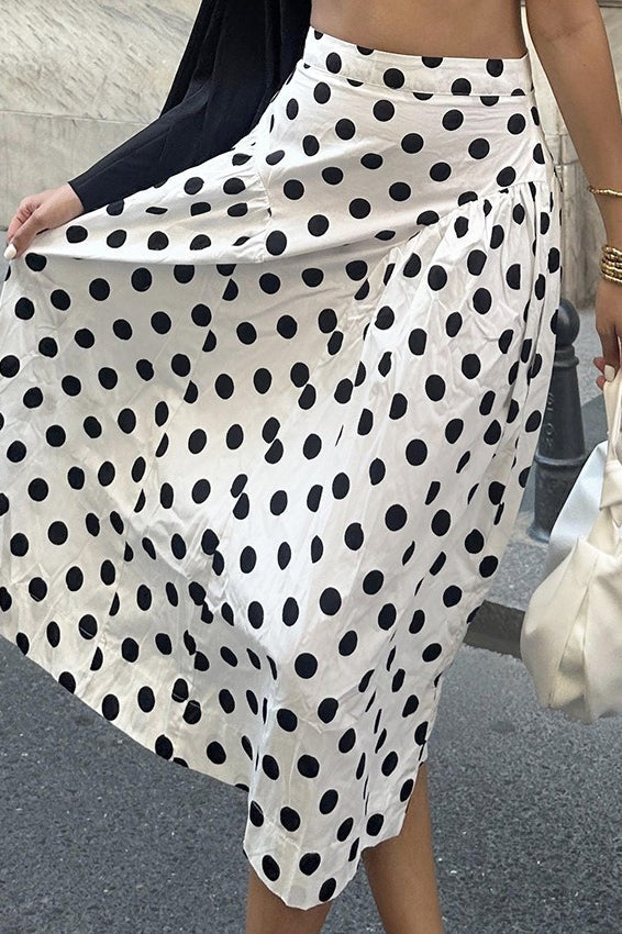 Polka Dot High Waist ALine Skirt
