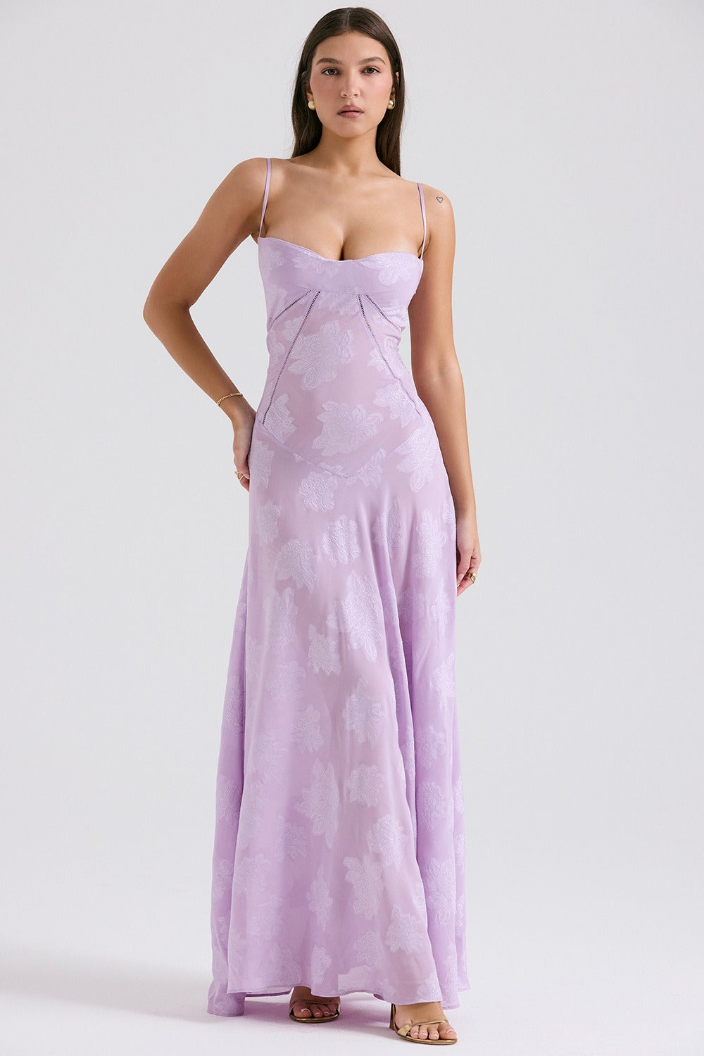 Dainty Lace Spaghetti Strap Tie Waist Prom Dress