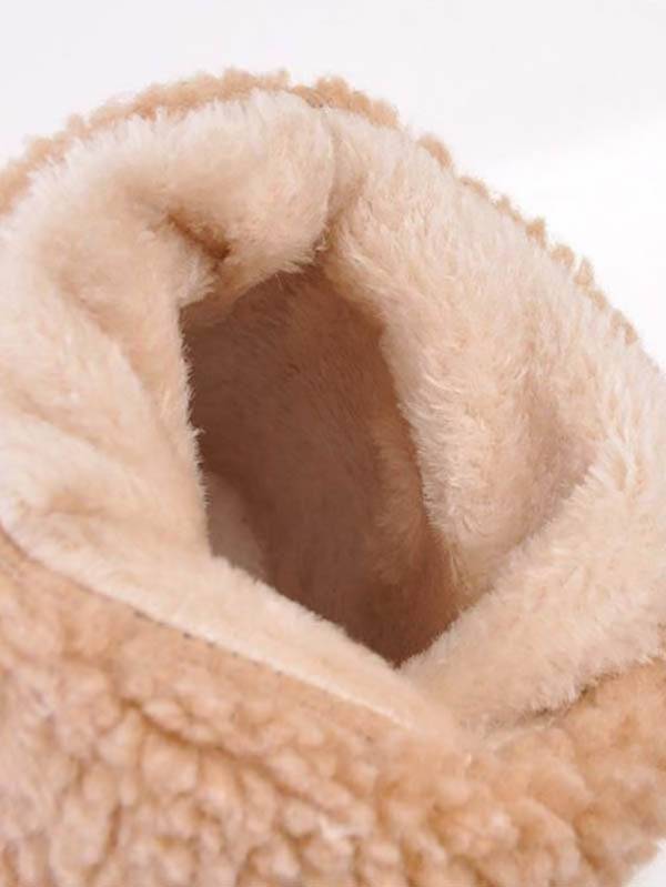 Fur Lined Fold Over Cuff Block Heel Ankle Snow Boots