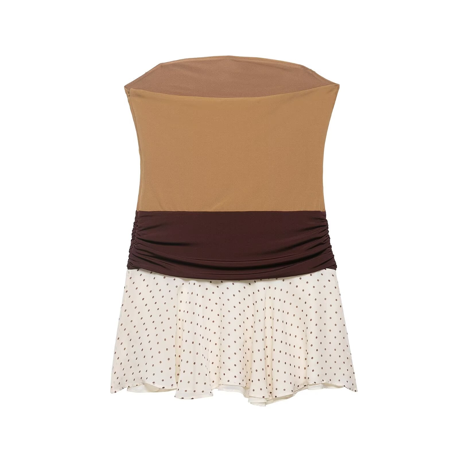 Women Clothing Spring Graceful Tube Top Sleeveless Stitching Contrast Color Dress