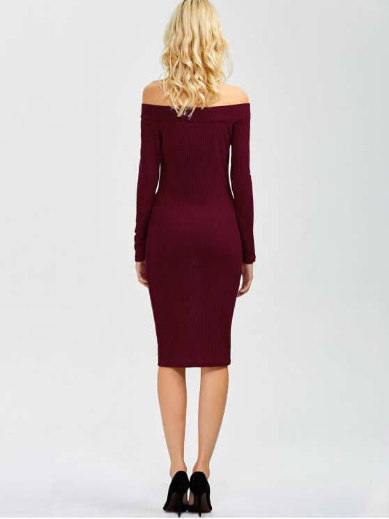 Bodycon Long Shoulder Arm Off Dress L / Black Dresses