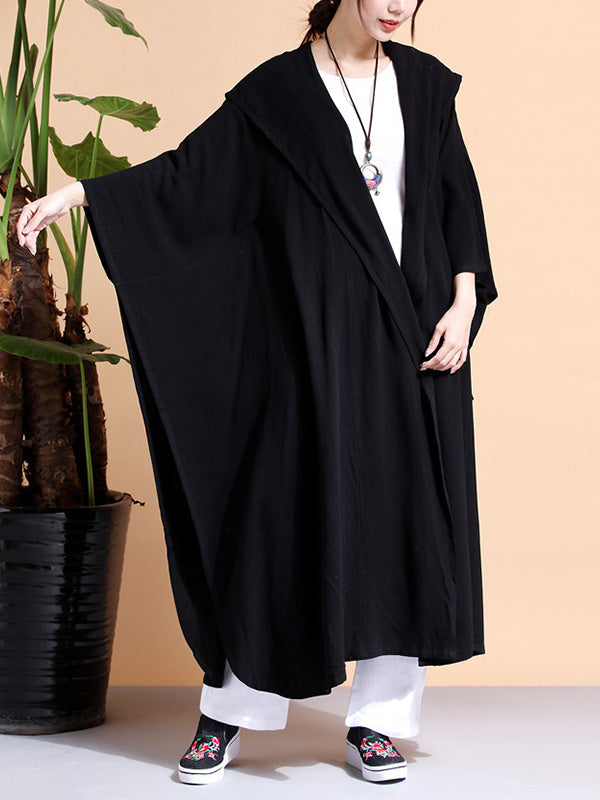 Batwing Sleeve Open Front Loose Long Cape Coat 9