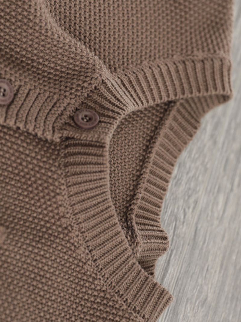 Round Neck Long Sleeve Button Front Patch Pocket Knit Cardigan