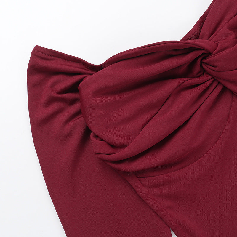 Crimson Kiss Mini Bodycon Dress Maroon