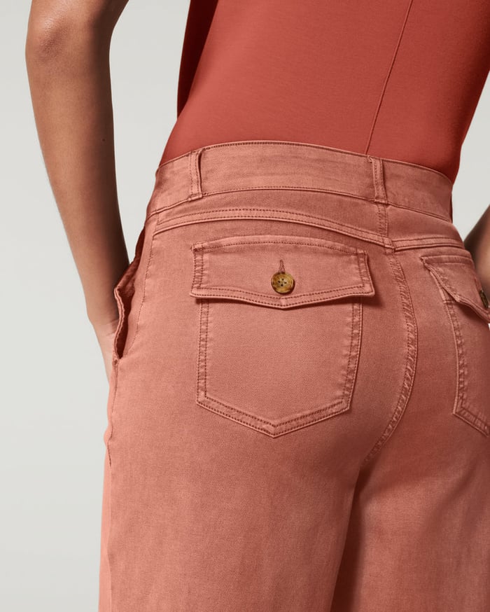 Stretch Twill Cropped Wide Leg Pants