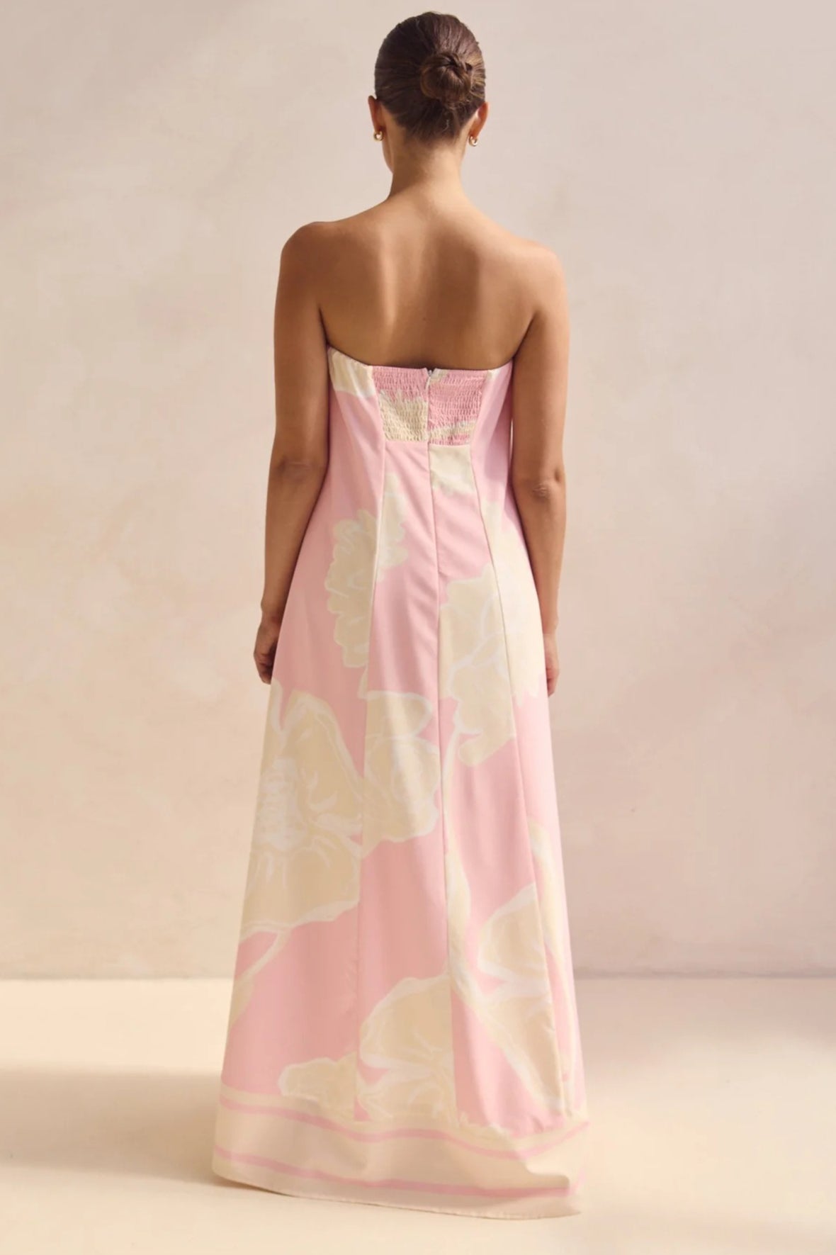 Strapless Contrast Band Hem A-Line Maxi Dress 8