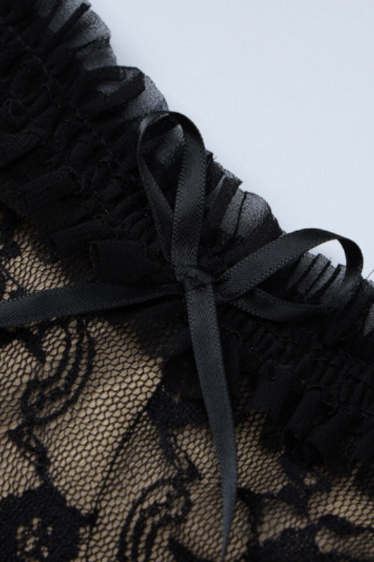 Black Lace Detail Bow Front Midi Dress 9
