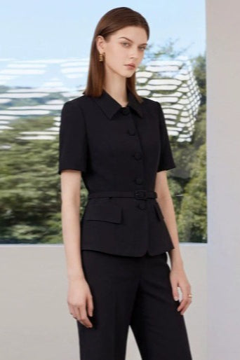 Square Neck Slim Fitted Two Piece Work Set