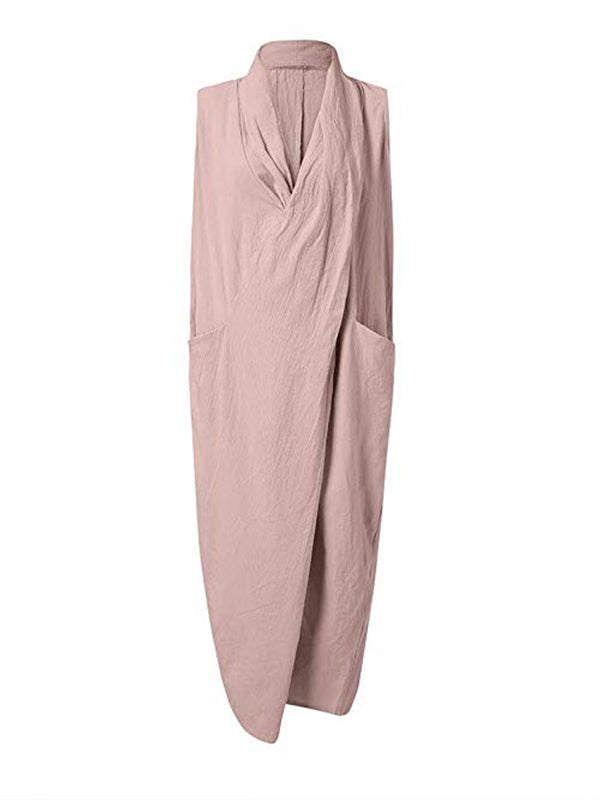 V-Neck Sleeveless Twist Front Draped Loose Cocoon Maxi Dress 13