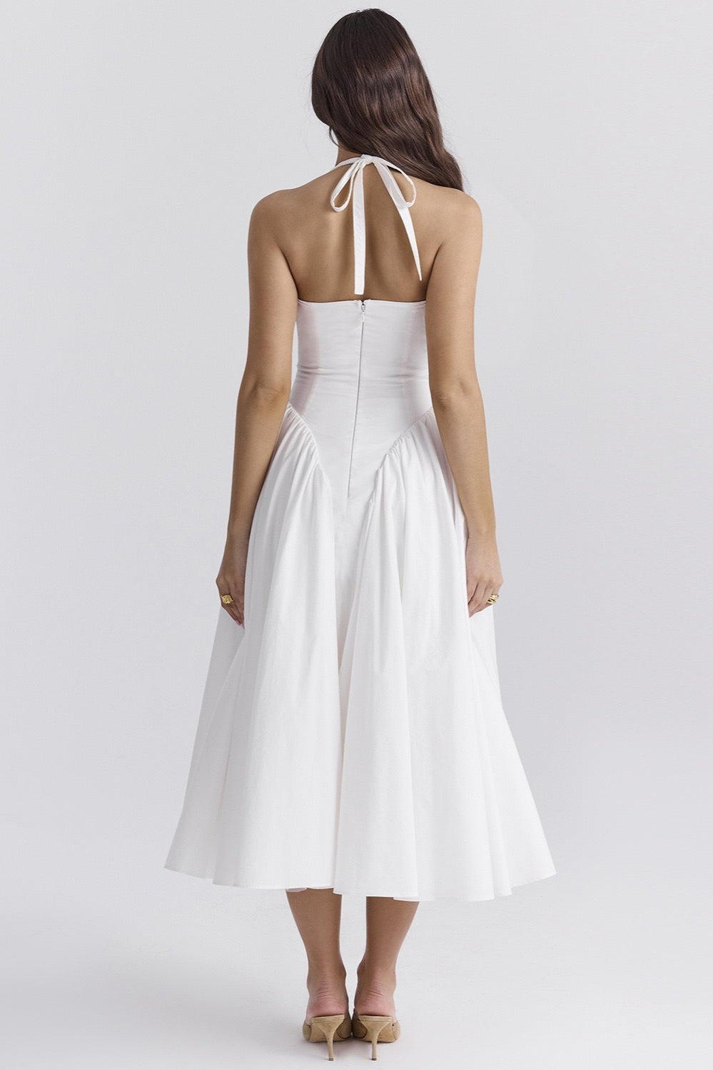 Draped Halter Maxi Party Dress