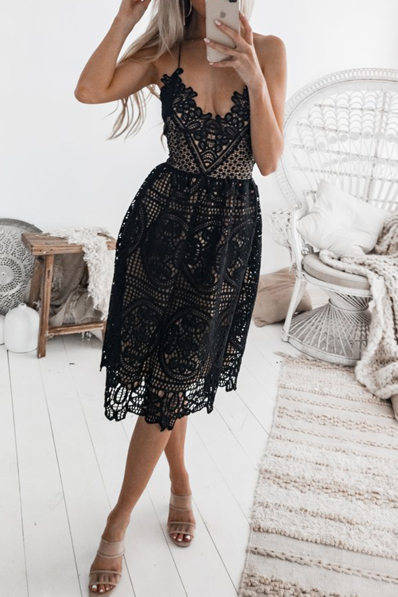 Victoria Chic Lace Dress with Spaghetti Straps Silhouette Collection