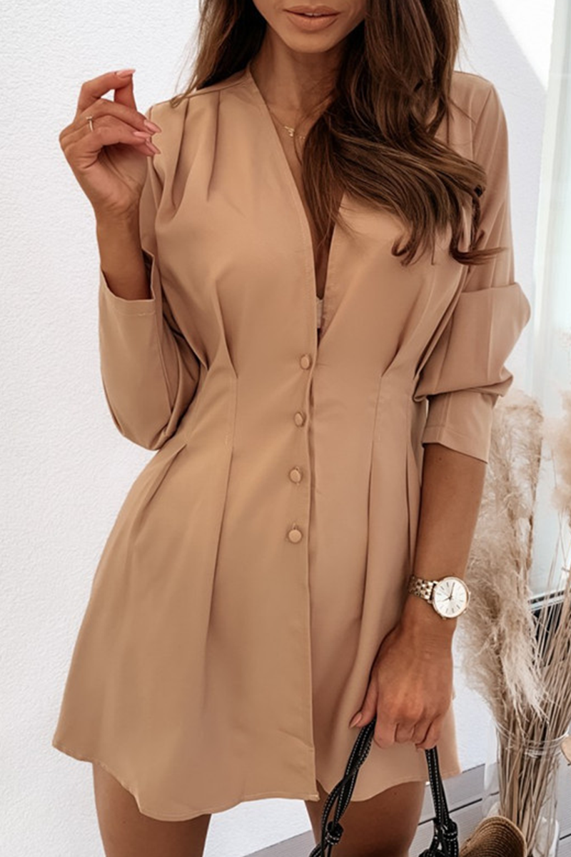 Gaia Statement Long Sleeved V Neck Mini Dress Boutique Collection