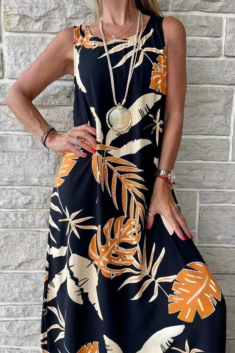 Filomena Minimalist Loose Sleeveless Printed Casual Dress Everyday Luxe Edit