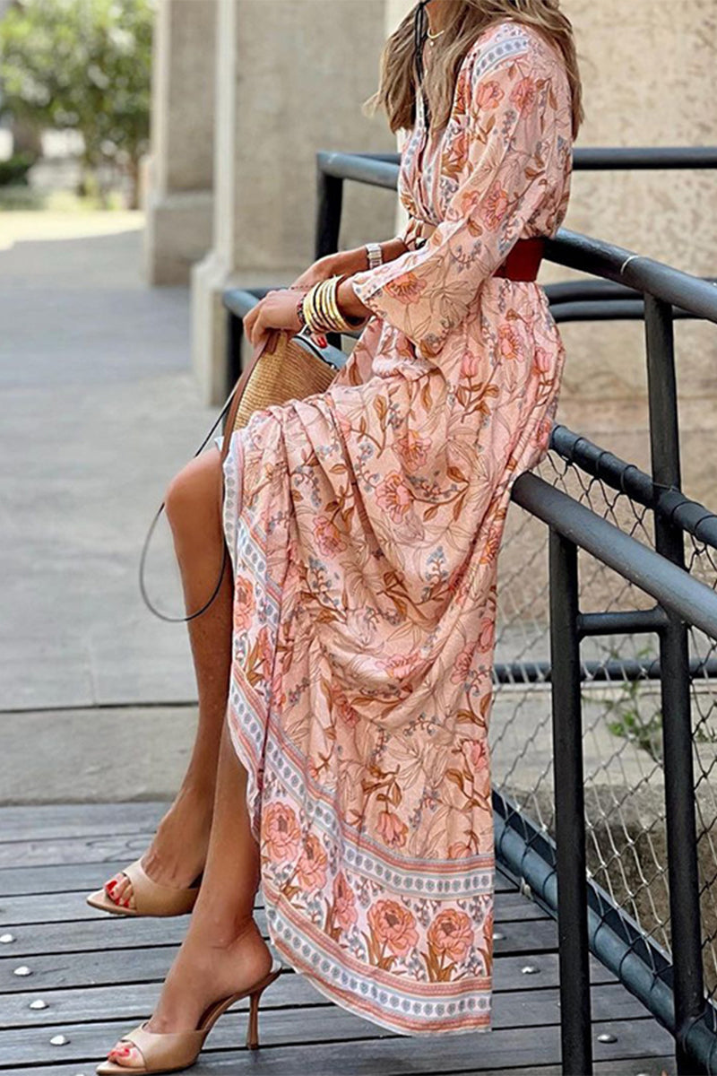 Rocio Bohemian Floral Belted Premium Dress for Smart Casual Fashion