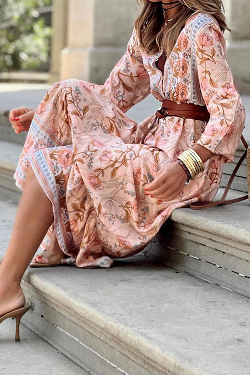 Rocio Bohemian Floral Belted Premium Dress for Smart Casual Fashion