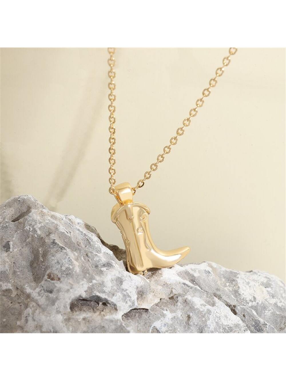 1pc Retro Punk Style Western Cowboy Boot Shaped Pendant Necklace,