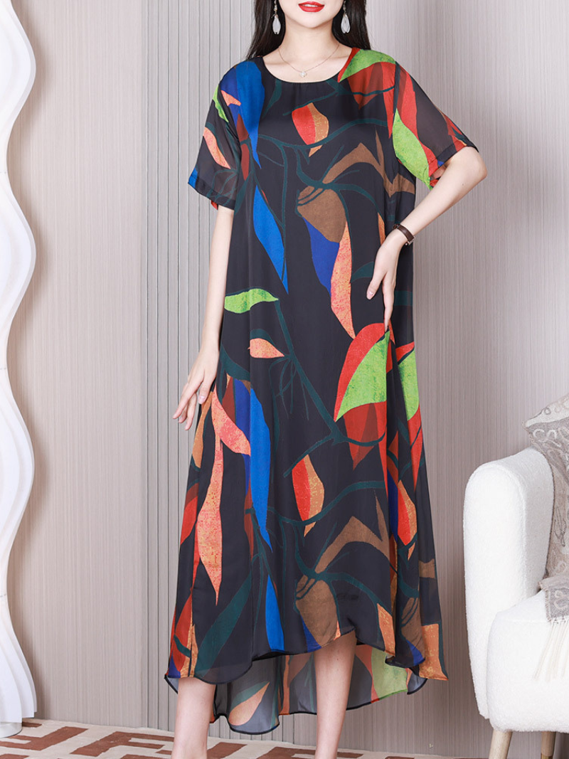 Stay Happy Round Neck A-line Dress