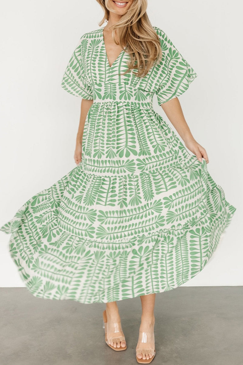 Gloria Exclusive Printed Vintage Holiday Dresses with Striped Print, Patchwork and V Neck Evening Wear Edit