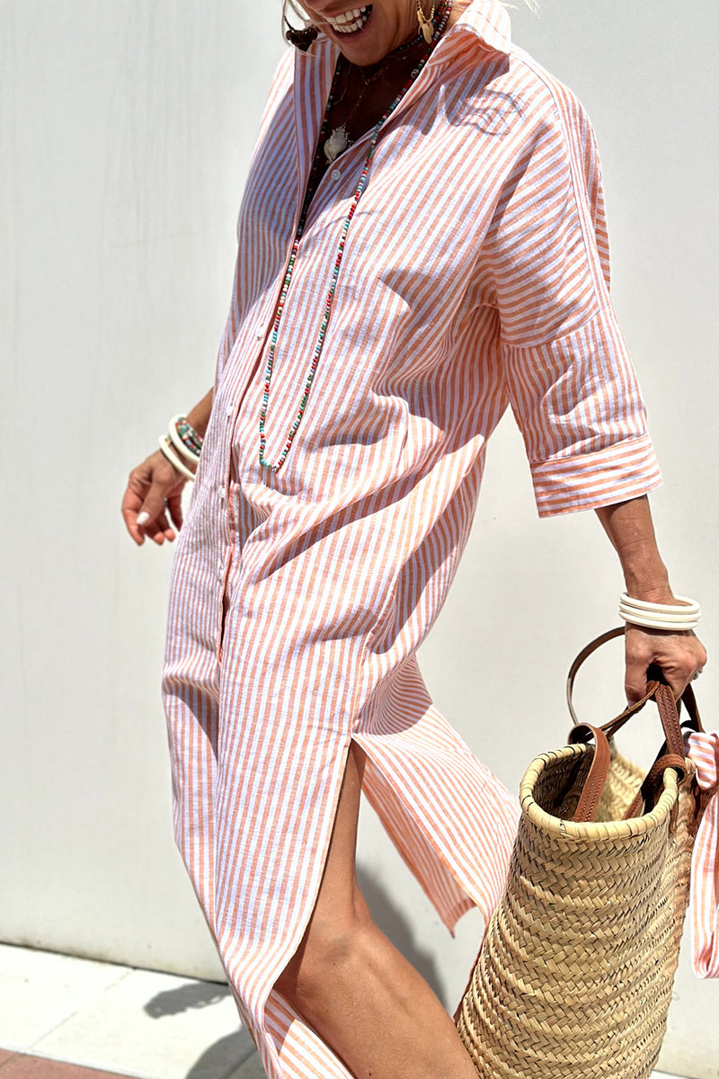 Giselle Timeless Casual Plaid Striped Snap Buttons Belted Turn Down Collar Shirt Dresses (5 Colors) Premium Wardrobe Essential