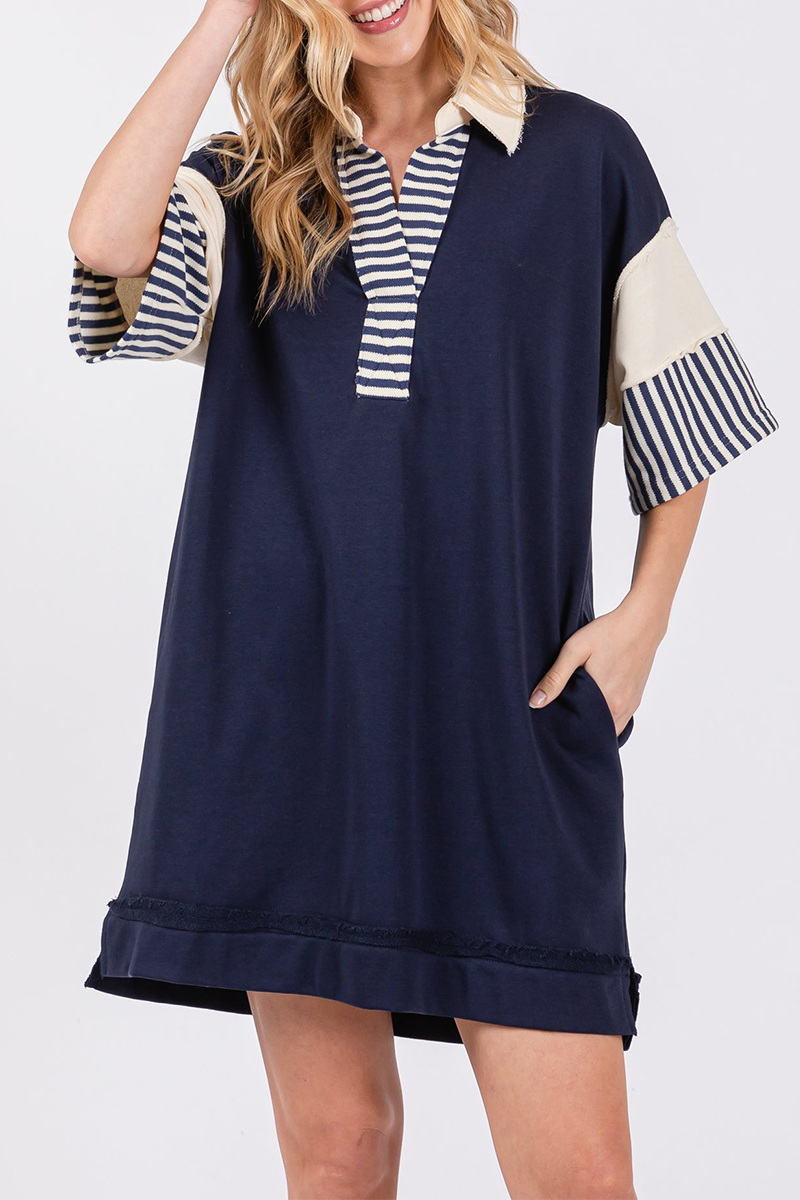 Encarni Casual Striped Pocket Dress with Relaxed Fit and Modern Casual Wear