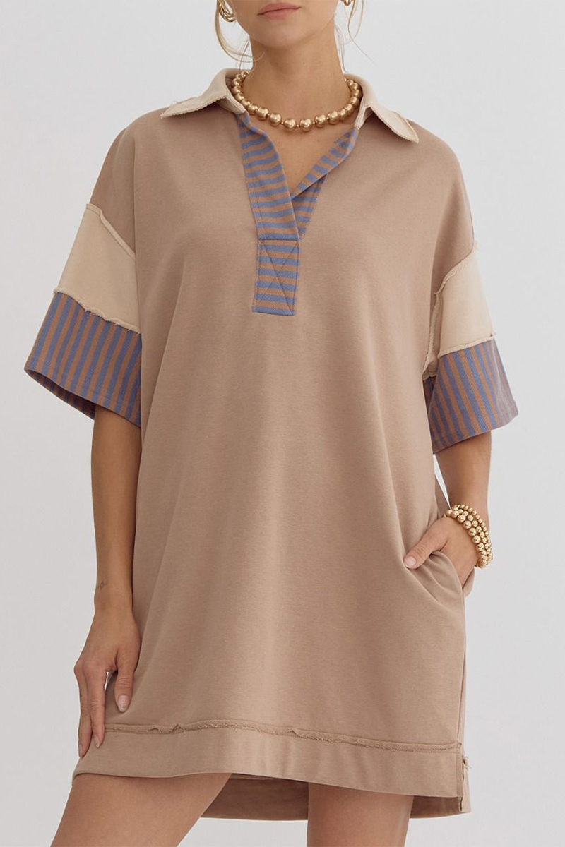 Encarni Casual Striped Pocket Dress with Relaxed Fit and Modern Casual Wear