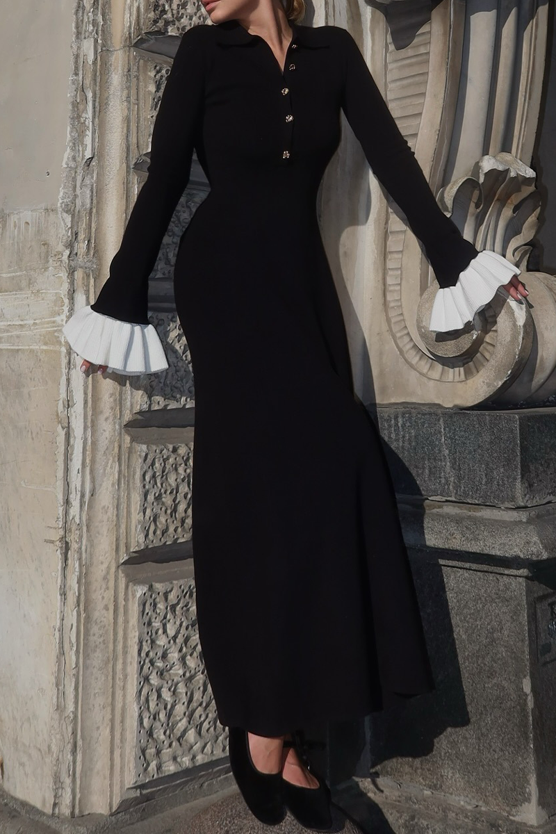 Klara Elegant Ruffle Braid Urban Dress for Seasonal Wardrobe Essential