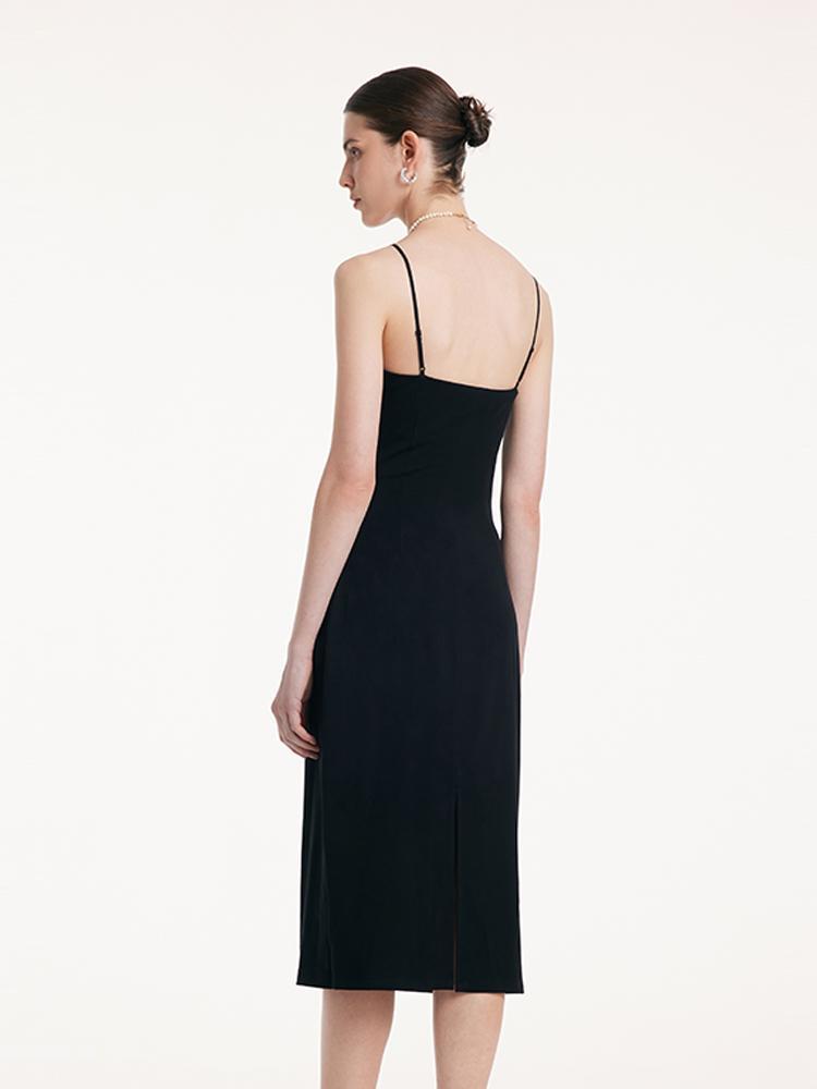 Pre-Order Ruched Waist Spaghetti Strap Dress With Detachable Bra Pads