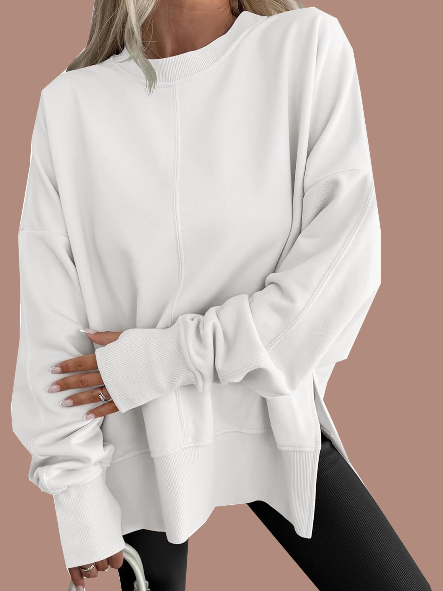 Oversized Thumbhole Long Sleeve Side Slit Sweatshirt