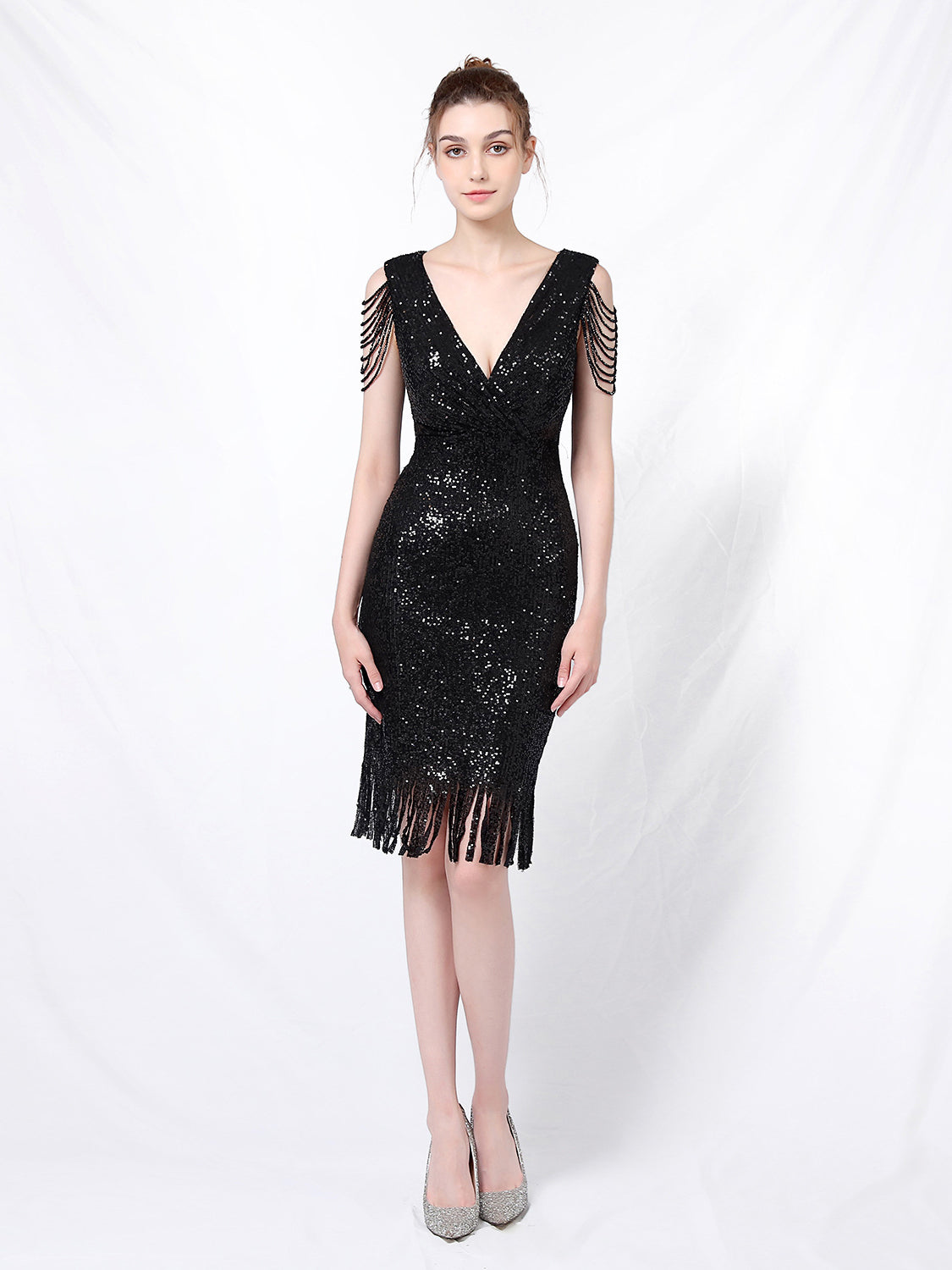 Sequin long fishtail evening dress