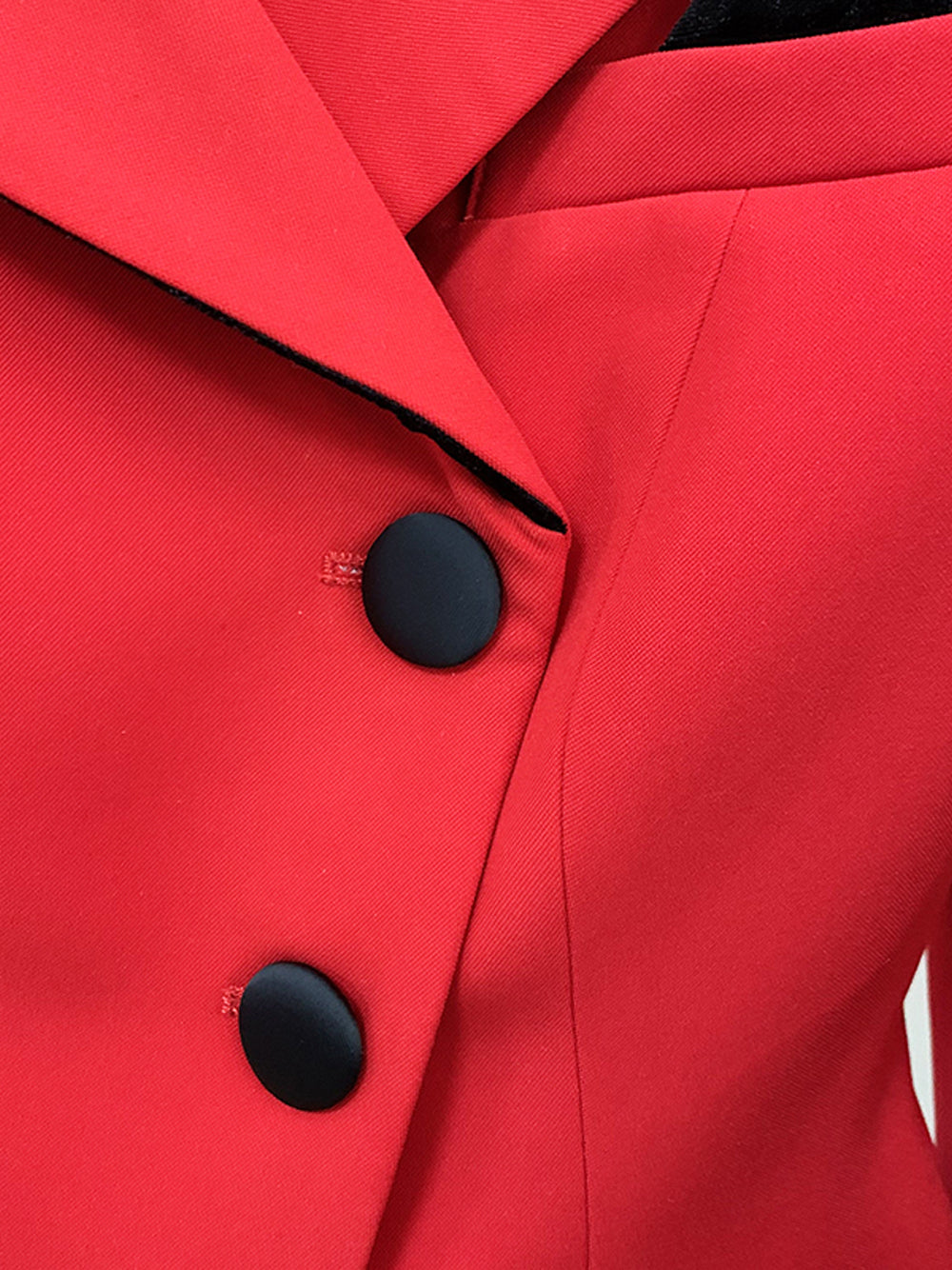 Red Asymmetric Lapel Button Front Pocket Square Structured Blazer 6