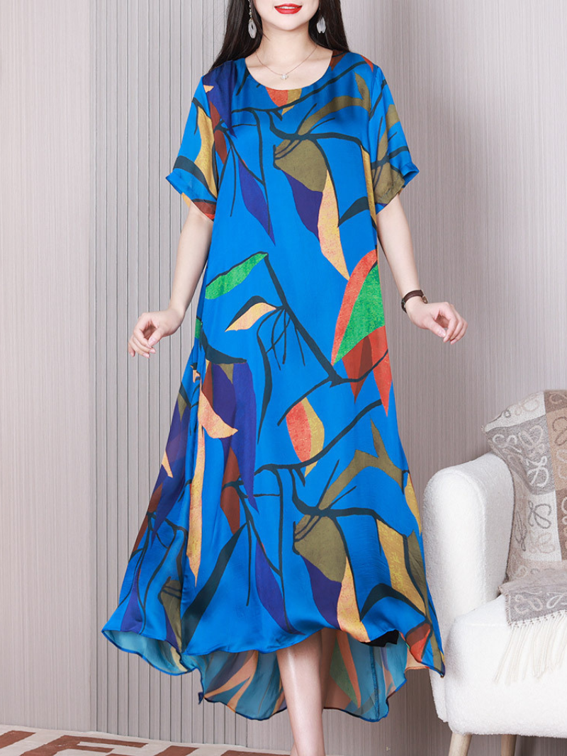 Stay Happy Round Neck A-line Dress