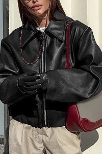 Vintage Wine Red Leather Biker Jacket