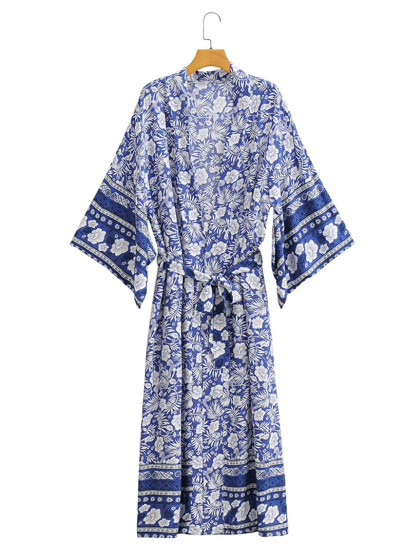Gorgeous Bohemian long Kimono, Women Long Floral Kimono Dress Bohemian Beach Kimono