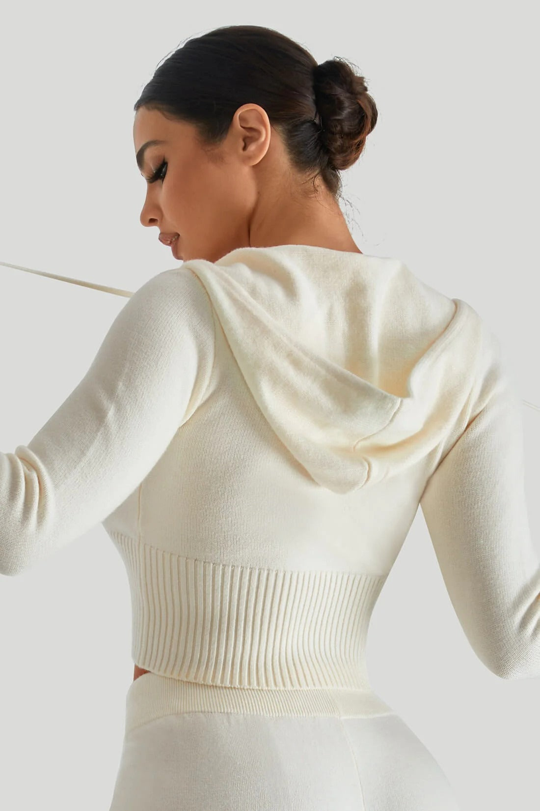 Knit Hooded Sexy High-Waist Long-Sleeve Hoodie