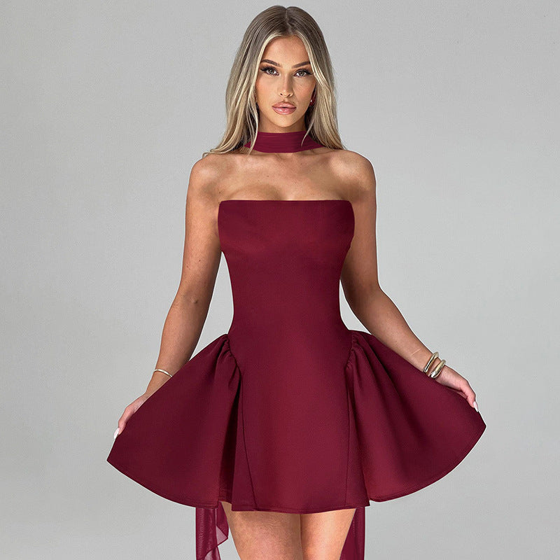 Skylene Mini Dress Maroon