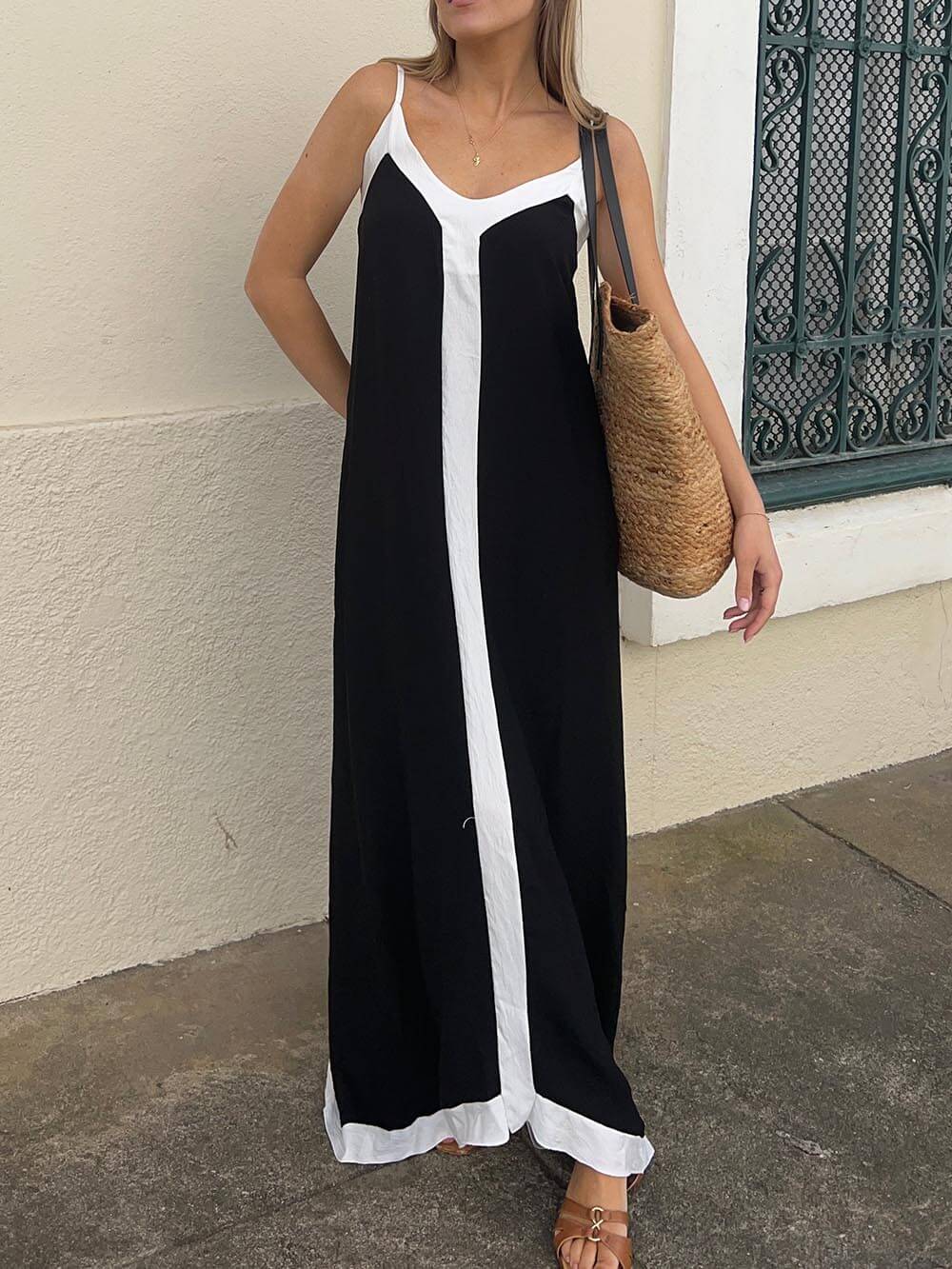 Amalfi Breeze Colorblock Suspender Maxi Dress