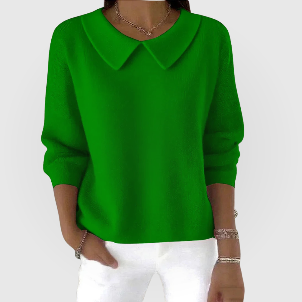 Doll Collar V-Neck Long Sleeve Knit Sweater