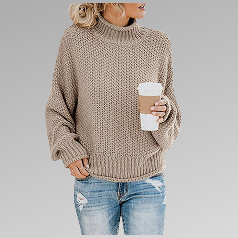 Turtleneck Chunky Knit Drop Shoulder Oversized Sweater