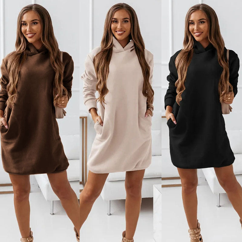 Ileana Womens Hooded Dress Modern Dress for Comfort Fit Design