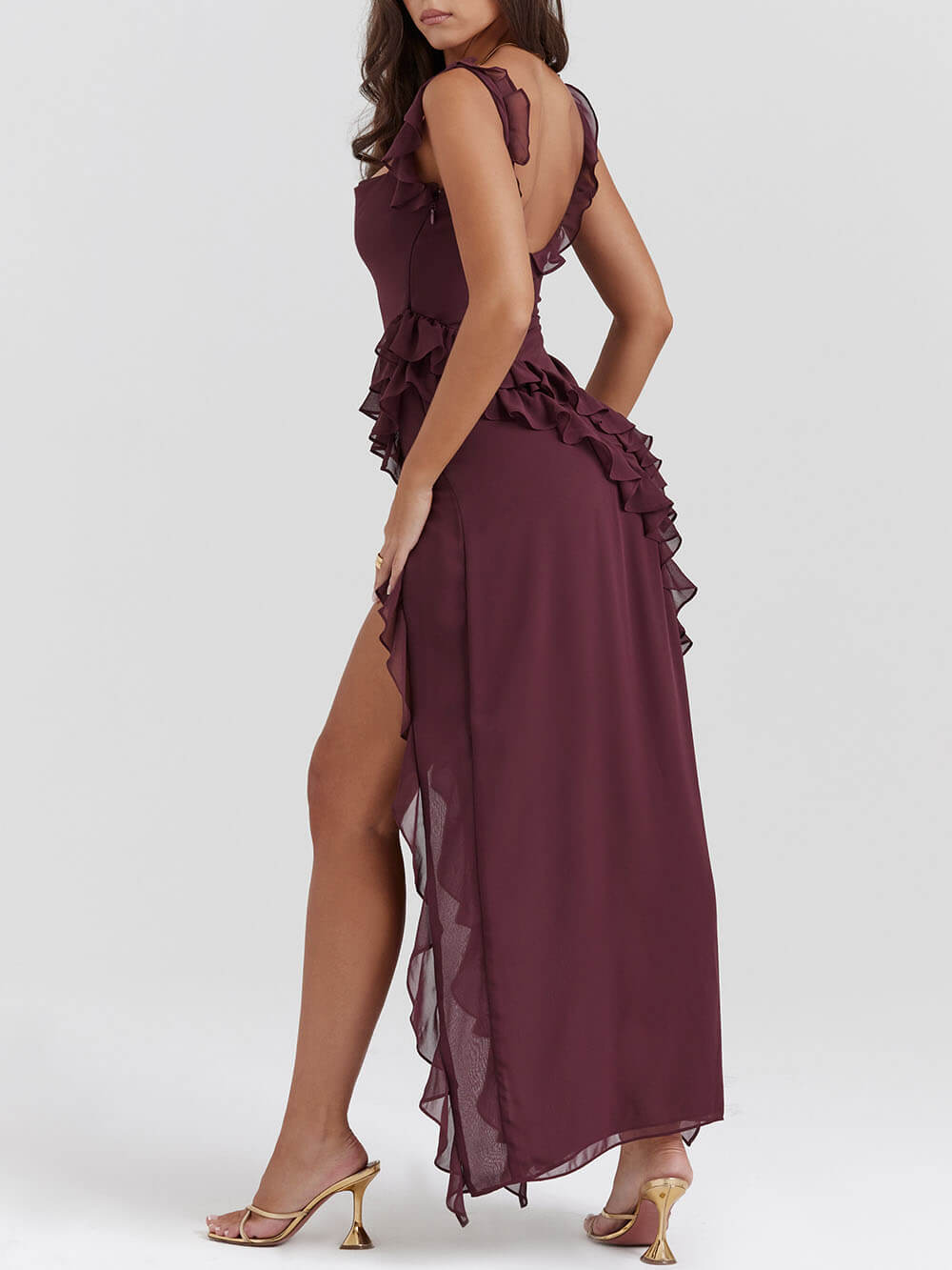 Iris Ruffled Asymmetrical Maxi Dress