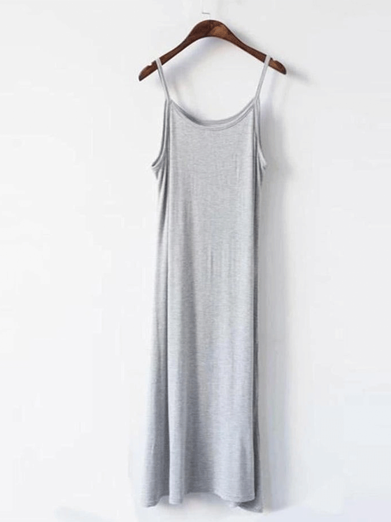 Scoop Neck Spaghetti Strap Modal Slip A-Line Midi Dress
